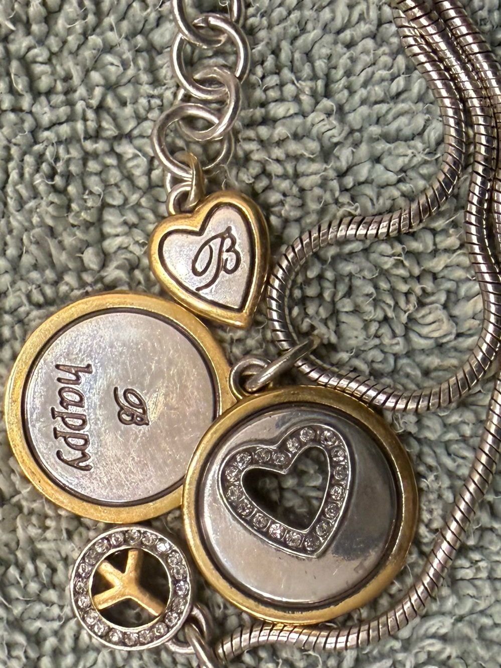 Brighton Gold-Tone Layered Charm Necklace with Heart and Coin Pendants